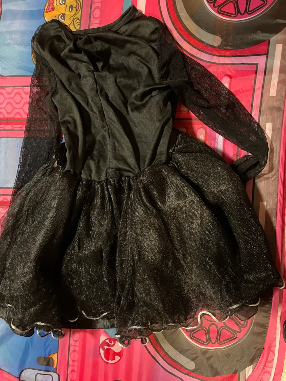 Girls' Black Cat Tutu Costume Dress with White Bow